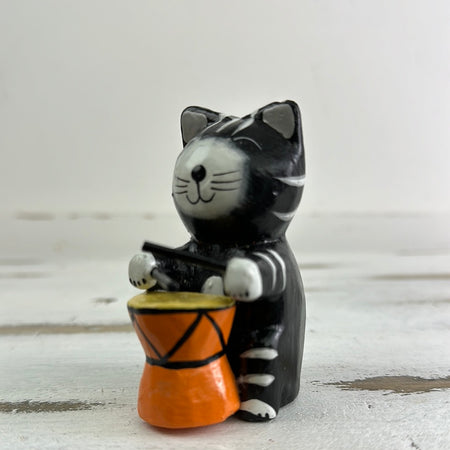 front view of cat drummer
