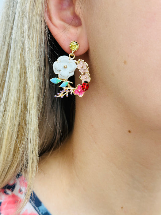 Ladybird & Flower Earrings