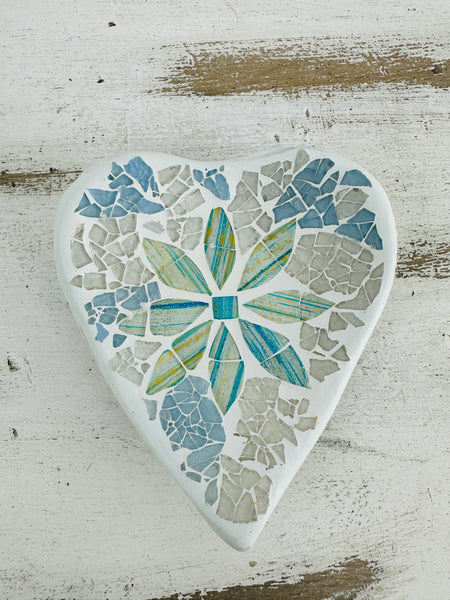 aerial view mosaic heart bowl in white