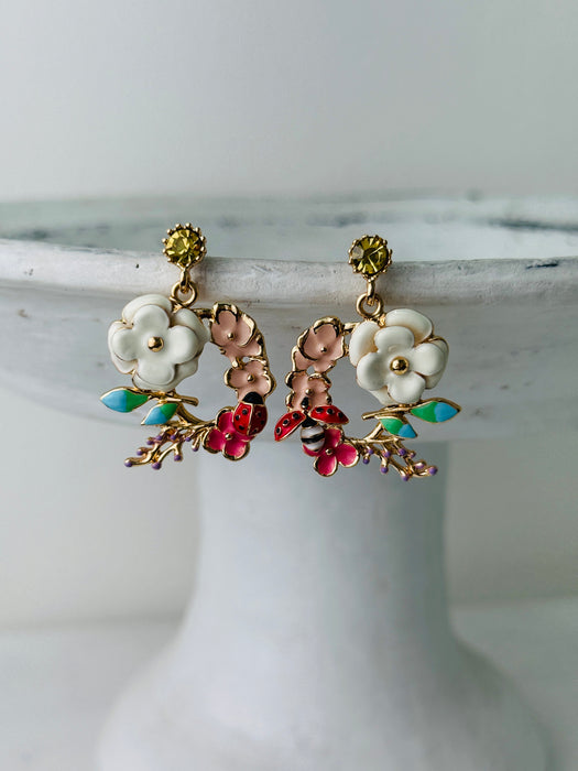 Ladybird & Flower Earrings