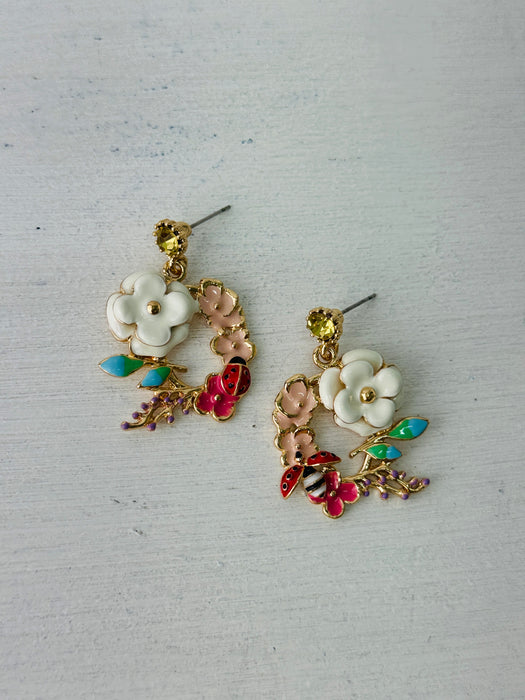 Ladybird & Flower Earrings