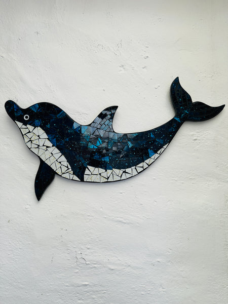 front view of mosaic dolphin