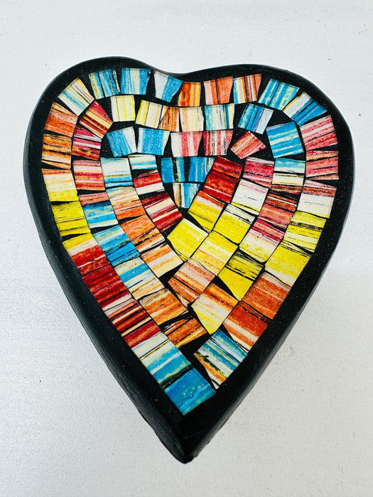 close up mosaic heart bowl