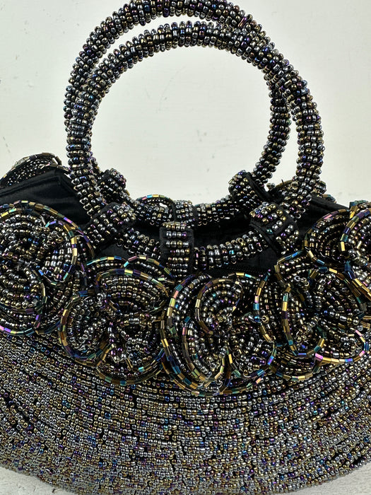 close up of beaded handbag
