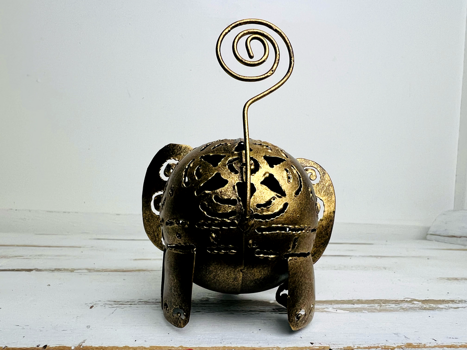back view of metal elephant