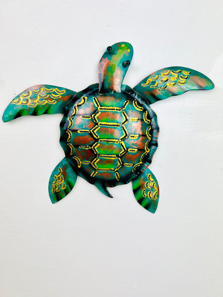 front view of metal turtle