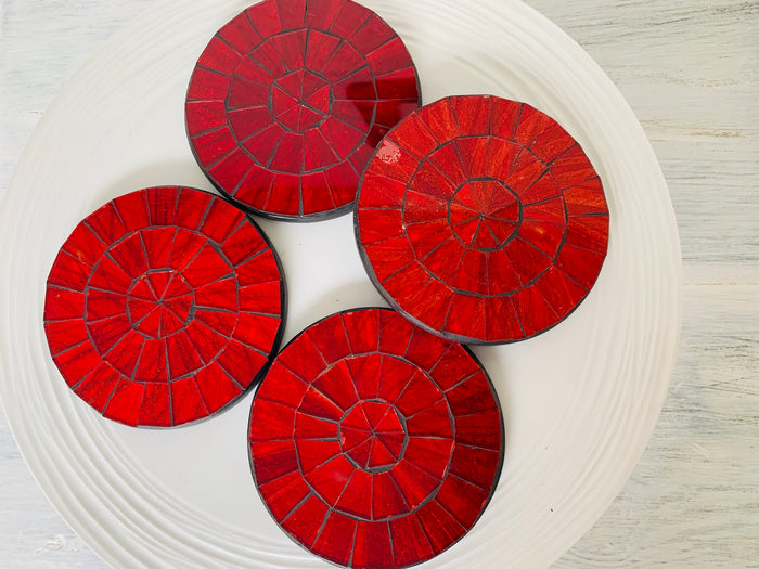 Mosaic Glass coasters words bowls art