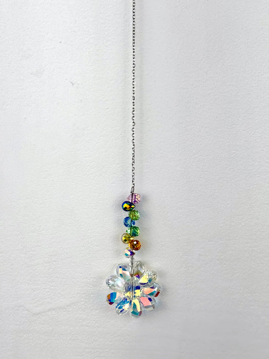 Hanging Rainbow Crystal Flower Ornament