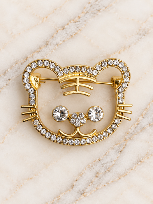 Tiger Face Brooch