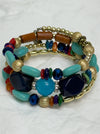 Multicolored beaded bracelet on a white background