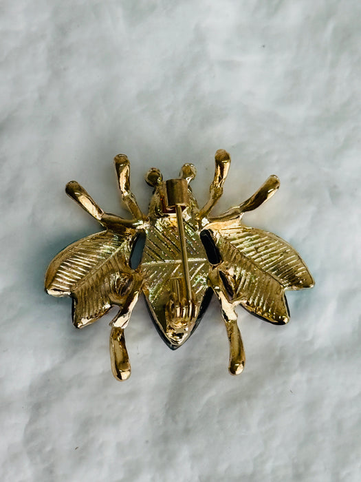 Blue Crystal Bee Brooch