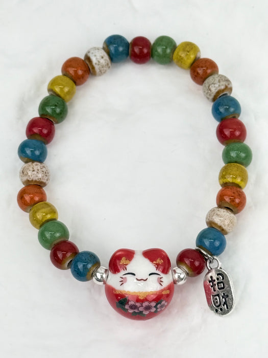 Maneki Bracelet - Red Cat