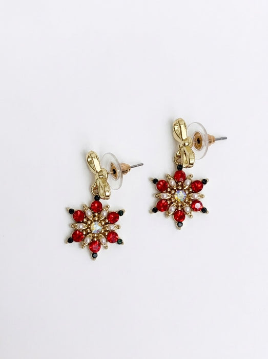 Red Snowflake Bow Earrings