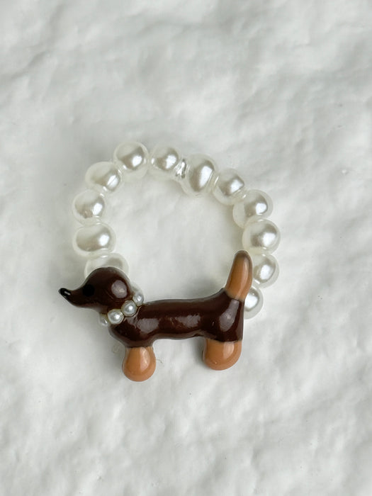 Pearl Sausage Dog Ring