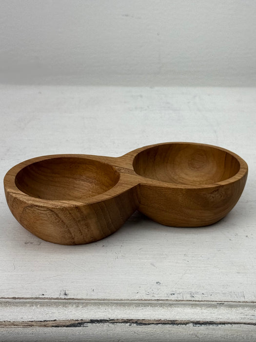 Teak Wood Double Dip Bowl Set