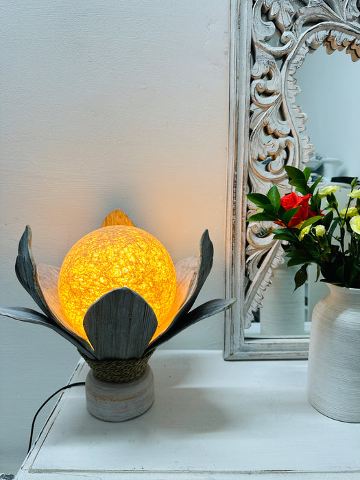 Coco Palm Lamp - Short White Wash