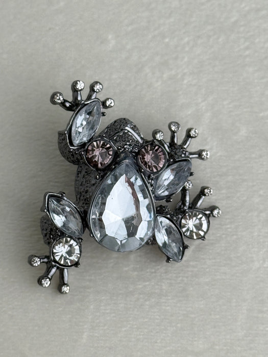 Crystal Frog Brooch