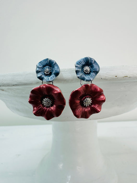 Flora Earrings - Blue & Pink ~ ALL JEWELLERY 3 FOR 2