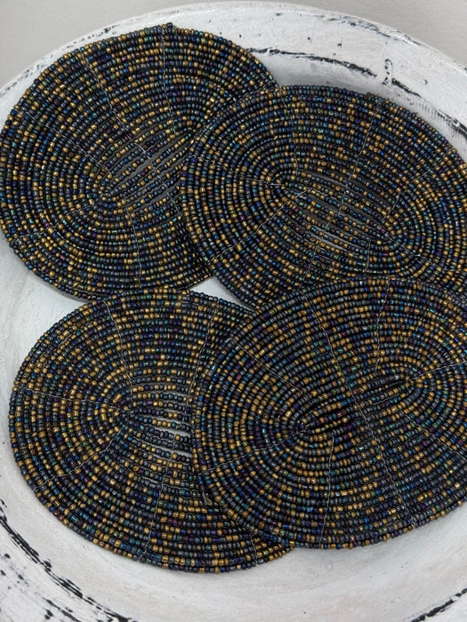 Beaded Oval Coaster - Metallic Multi