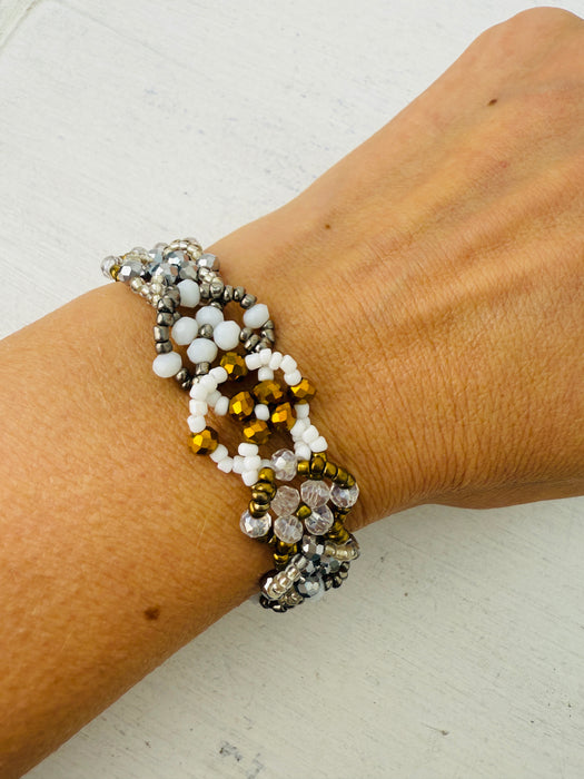 Noor Bracelet - White & Gold ~ ALL JEWELLERY 3 FOR 2