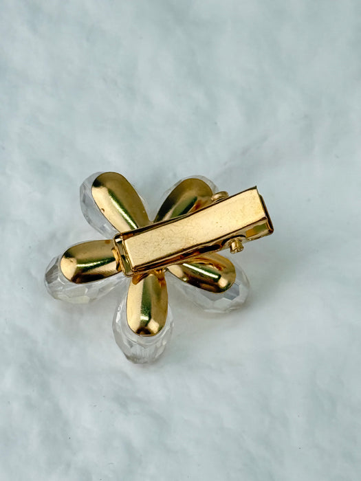 Crystal Flower Hair Clip - Champagne