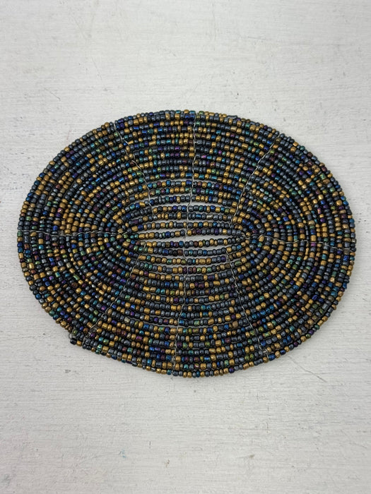 Beaded Oval Coaster - Metallic Multi