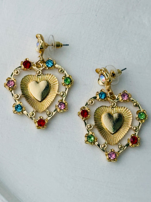 Vintage Gold Heart Earrings