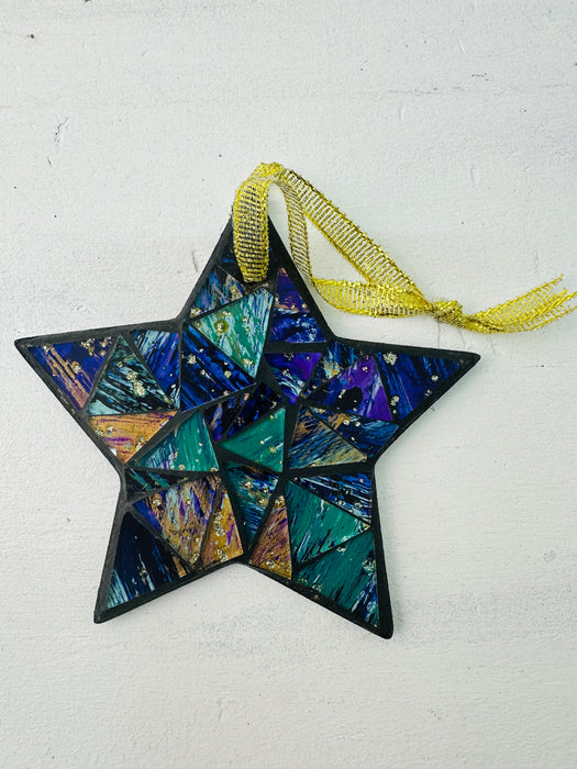 Hanging Mosaic Star - Cyan