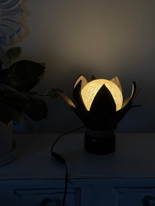 Small Coco Palm Flower Lamp - Dark Brown