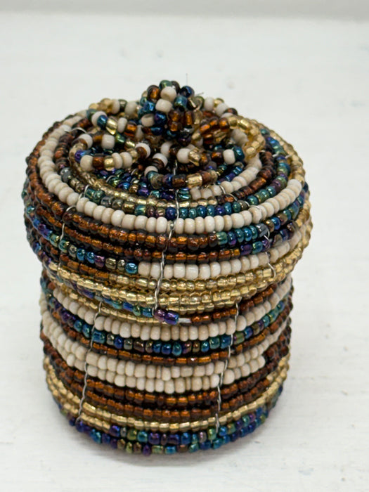 Gold Beaded Trinket Box - Gold & Paua