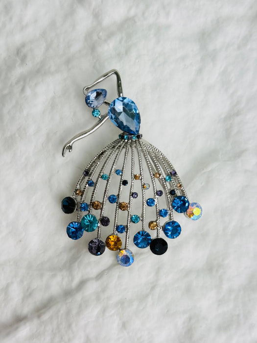 Blue Crystal Ballerina Brooch