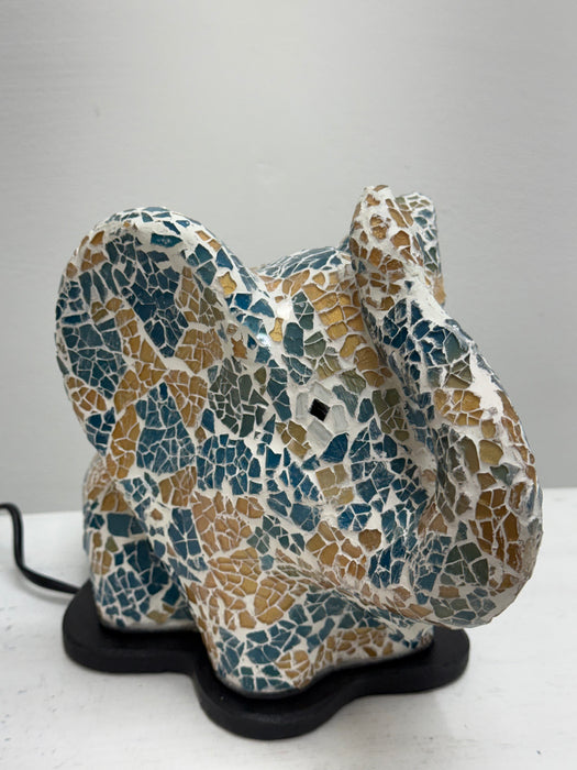 Mosaic Elephant Lamp - Blue Gold