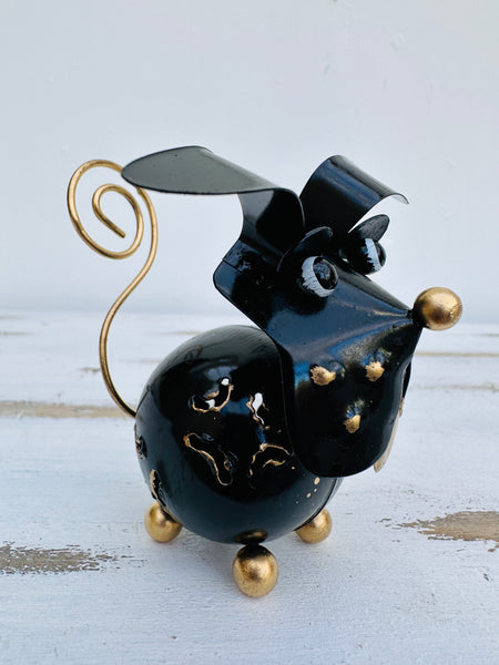 side view of metal dog bob
