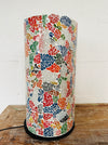 front view of mosaic cylinder lamp with light off