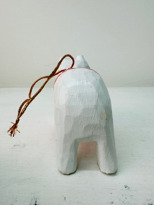 Hanging Wood Bear - White