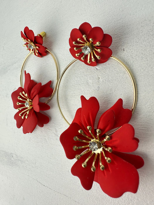 Frieda Earrings - Red ~ ALL JEWELLERY 3 FOR 2