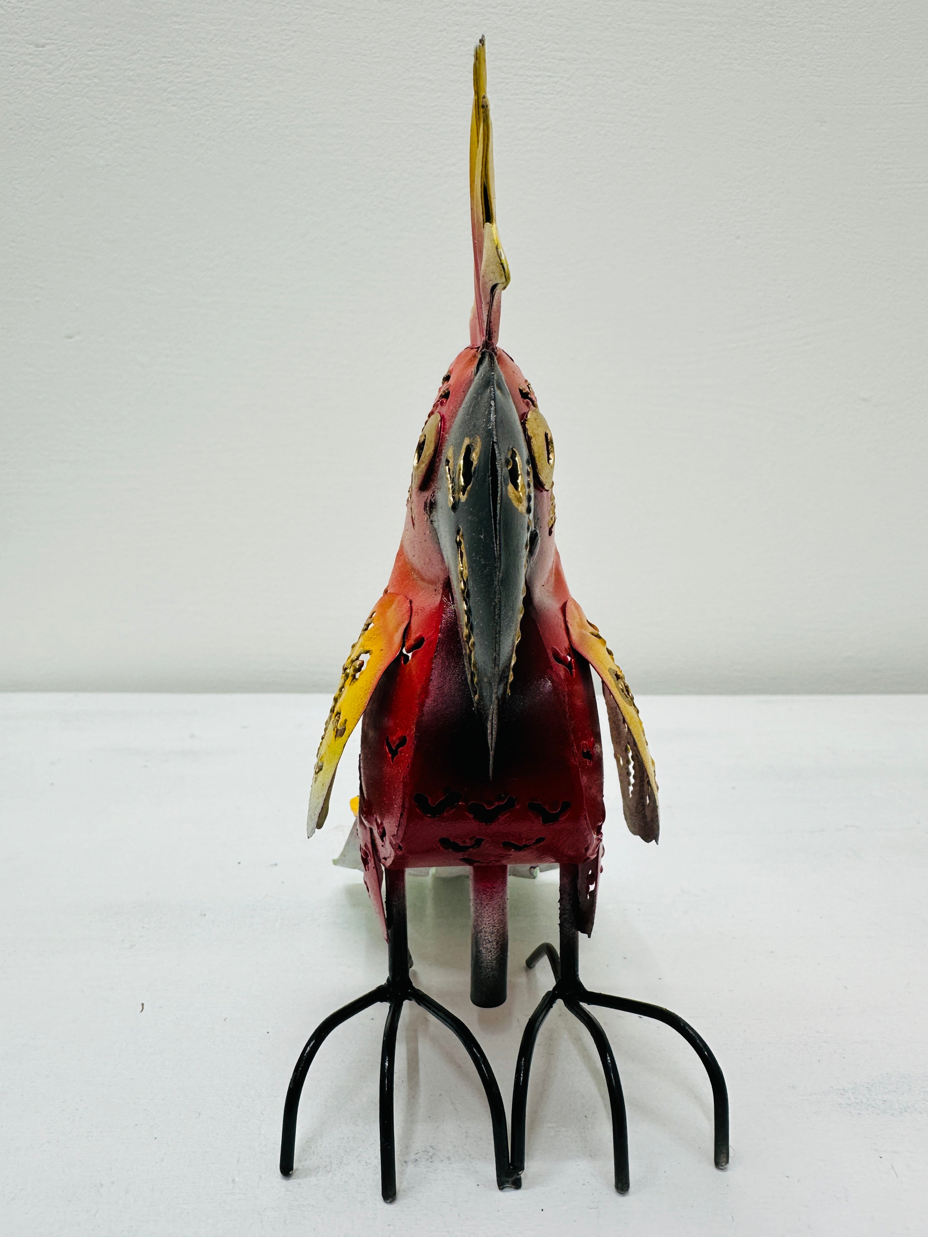 front view of metal cockatoo