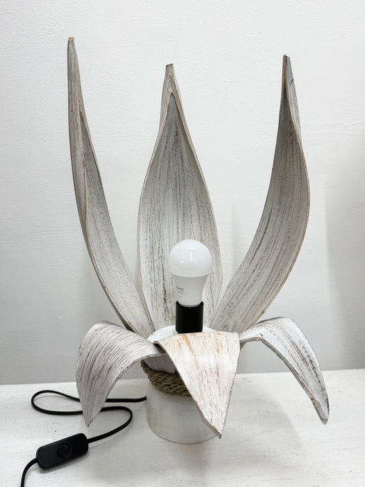 Large Coco Palm Spire Lamp - White Wash