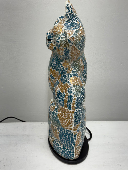 Blue & Gold Mosaic Cat Lamp