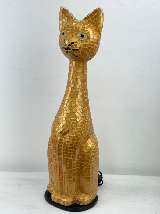 Mosaic Cat Lamp - Gold