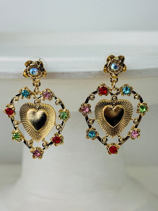 Vintage Gold Heart Earrings