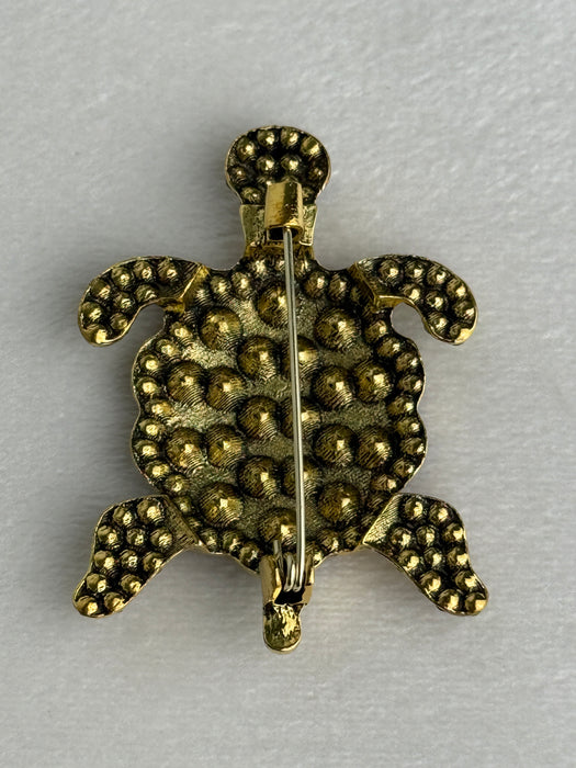 Crystal Turtle Brooch