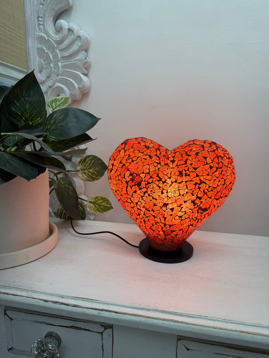 Mosaic Heart Lamp - Red