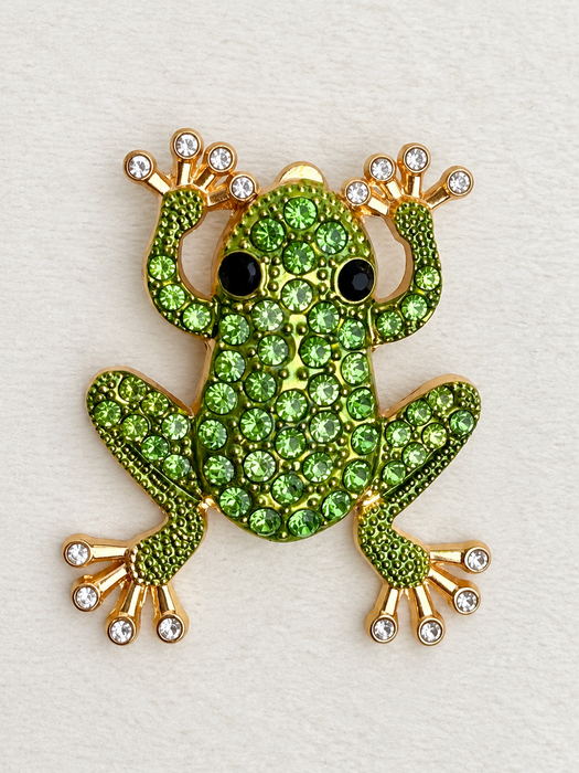 Leaping Green Frog Brooch