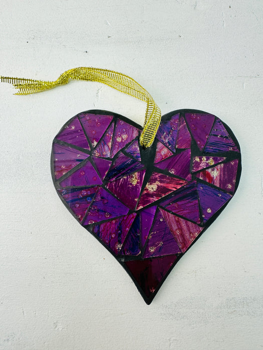 Hanging Mosaic Heart - Purple