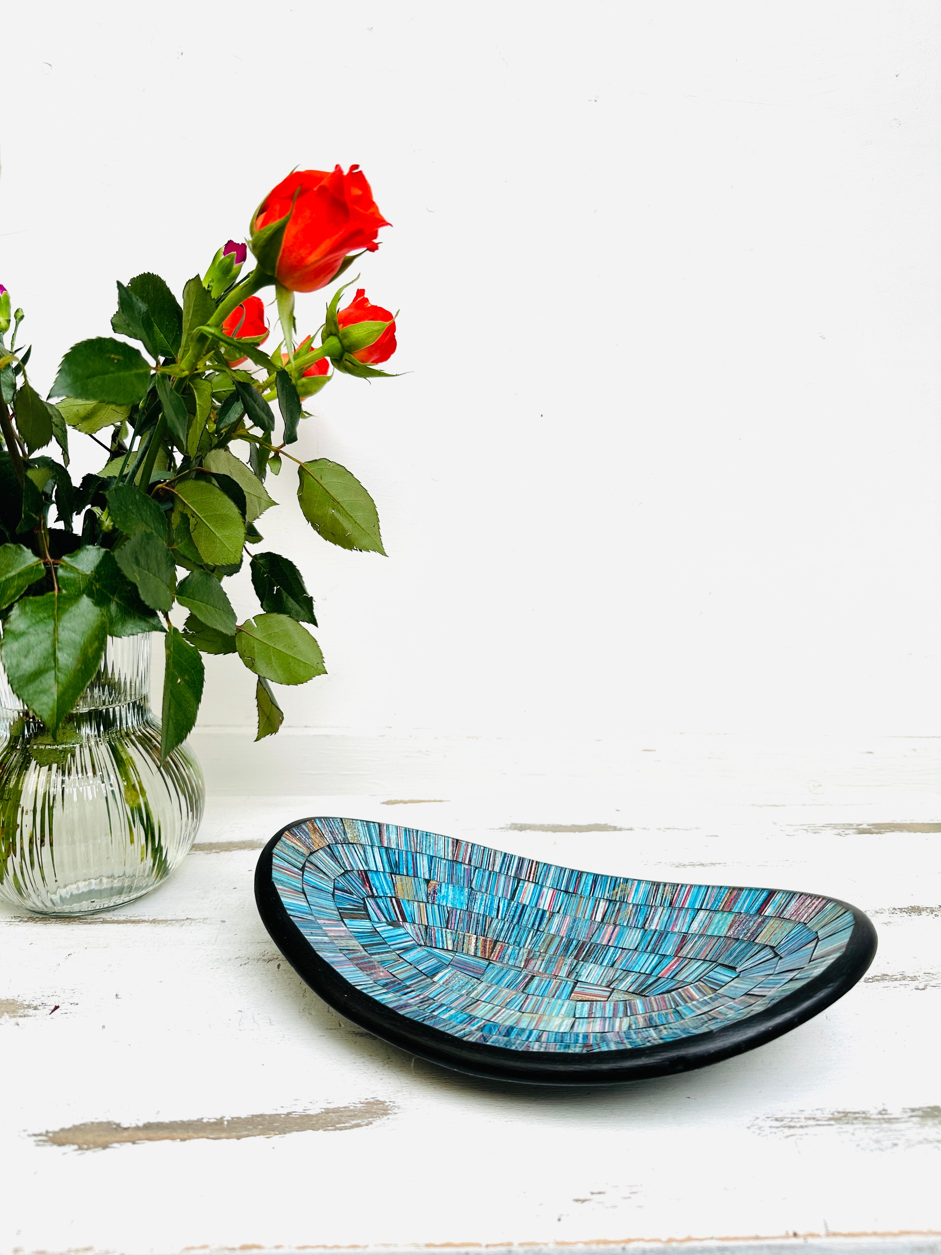 display view of mosaic oval bowl