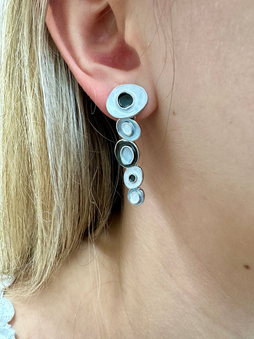 Domna Earrings - Grey & White ~ ALL JEWELLERY 3 FOR 2