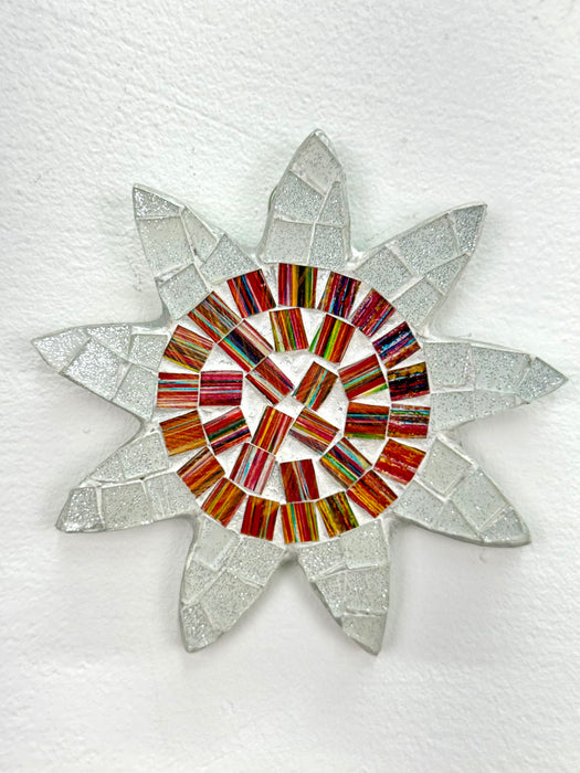 Small Mosaic Flower -  Silver