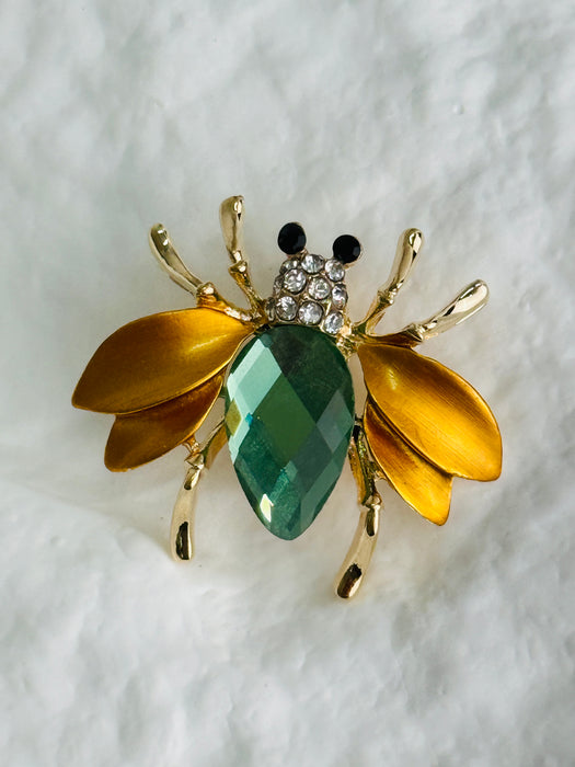 Green Crystal Bee Brooch