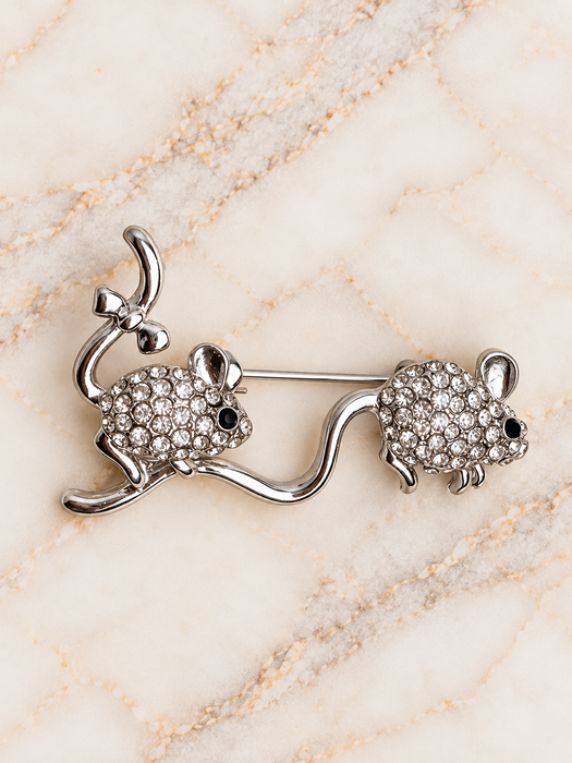 Double Mouse Brooch